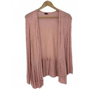 Hannah Pastel Pink Peplum Ruffle Hem Open Front Cardigan XL